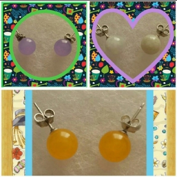 NWOT  Genuine Jade Stud Earrings - Picture 5 of 5